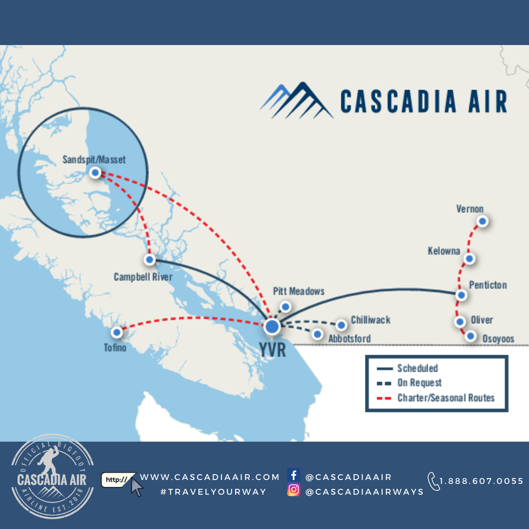 Cascadia Air announces new flights between Penticton and Vancouver